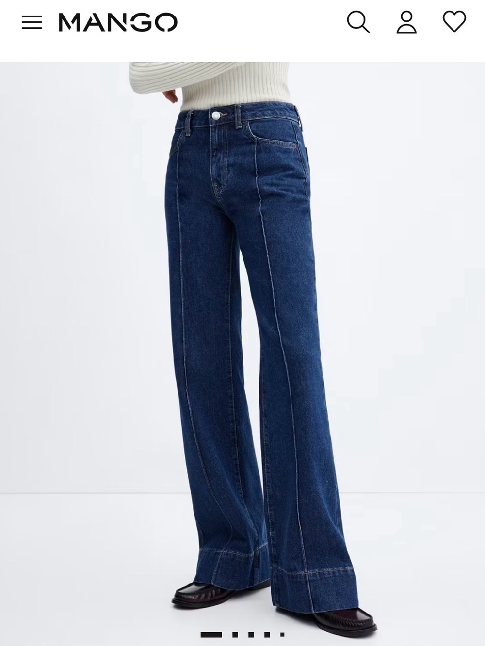 MANGO SEAM DETAIL FLARE FRONT  DARK BLUE JEAN WOMENS SZ 12